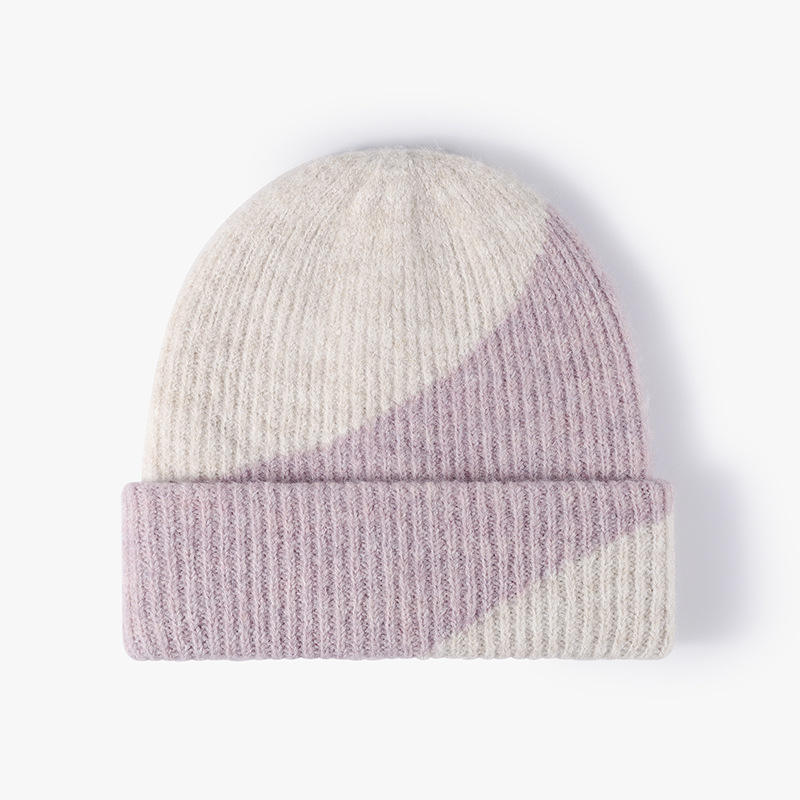 Зима на открито просто студена женска топла цветна вълнена модна шапка модна шапка