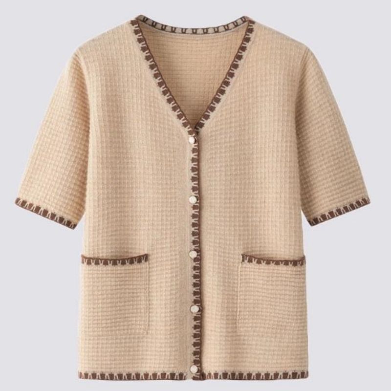 Модна лятна плетена жилетка Top V пуловер за късометраж на врата